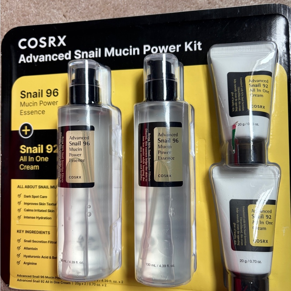COSRx snail mucin full size 4.39 oz Bottles with 2 all-in-one creams set NEW